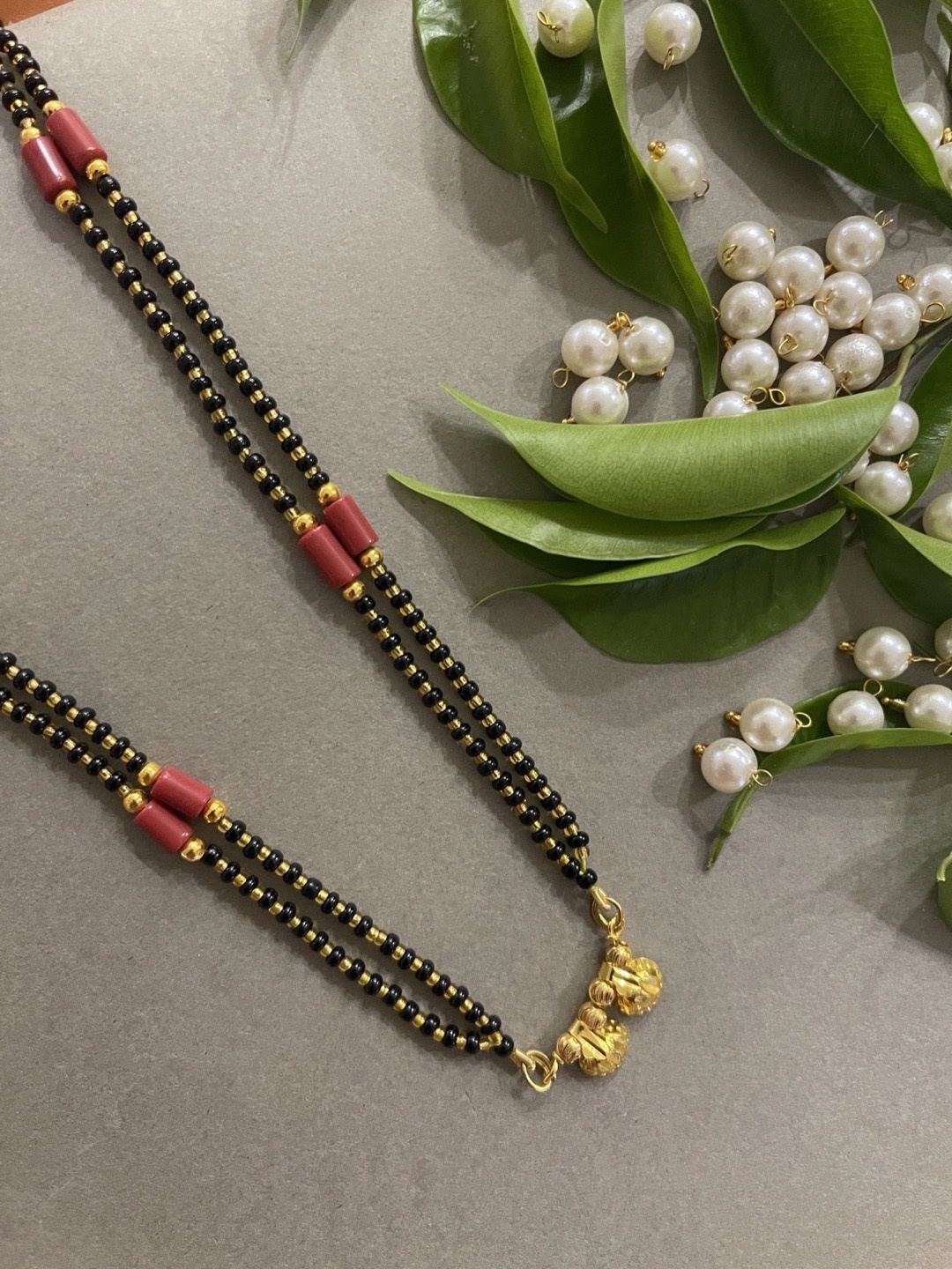

Digital Dress Room Gold-Plated & Black Beaded Mangalsutra