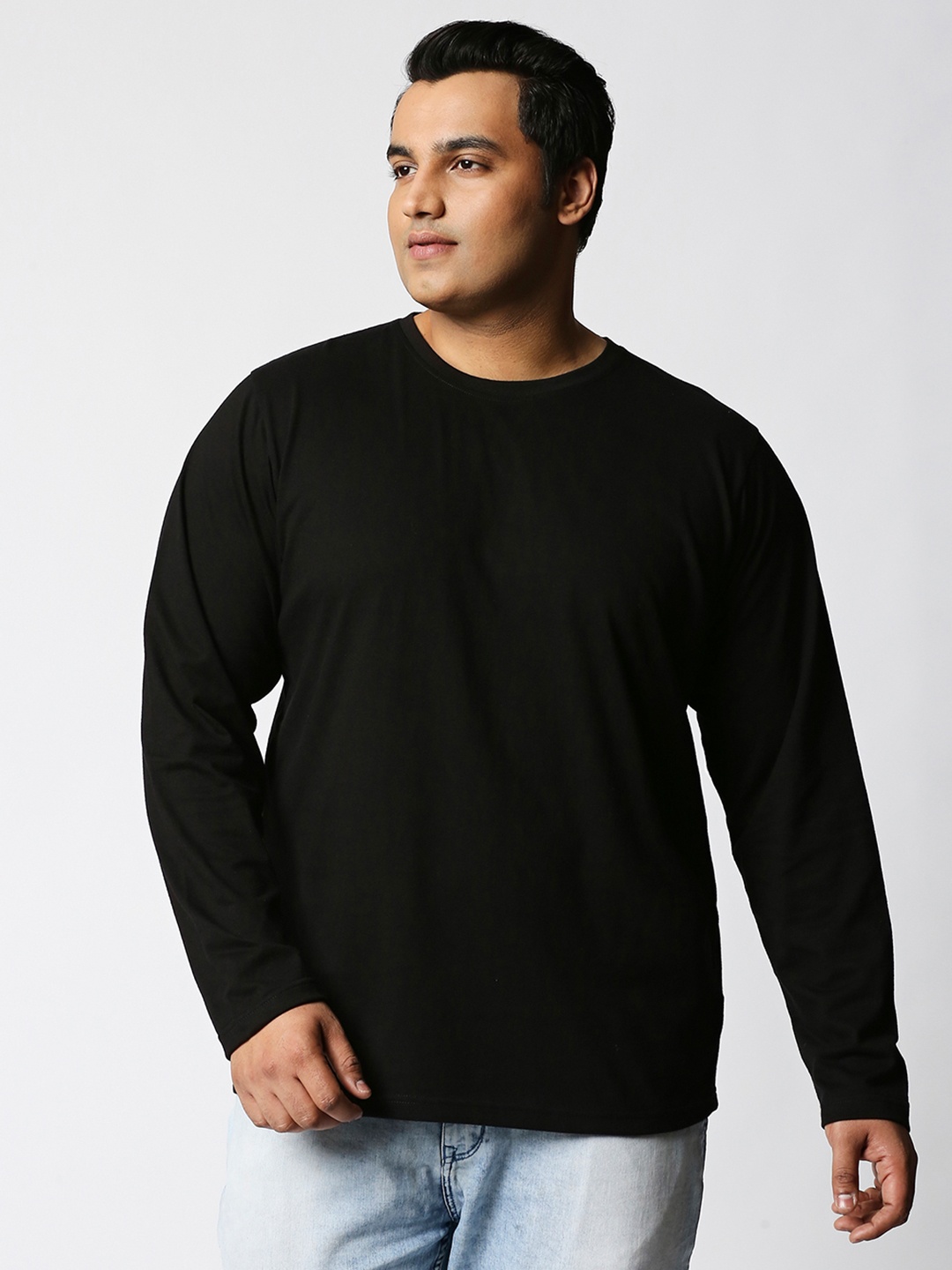 

Bewakoof Plus Size Men Black Full Sleeves T-shirt