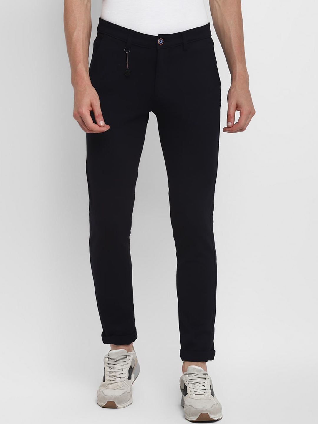 

Turtle Men Navy Blue Tapered Fit Cotton Trousers