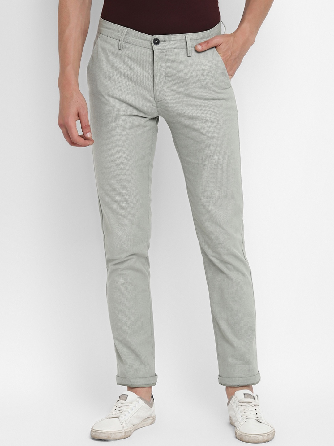 

Turtle Men Grey Textured Self Design Ultra Slim Fit Trouser