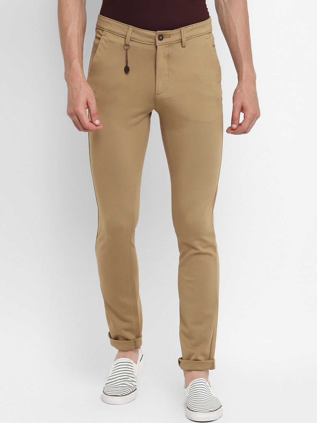 

Turtle Men Beige Tapered Fit Chinos Trousers