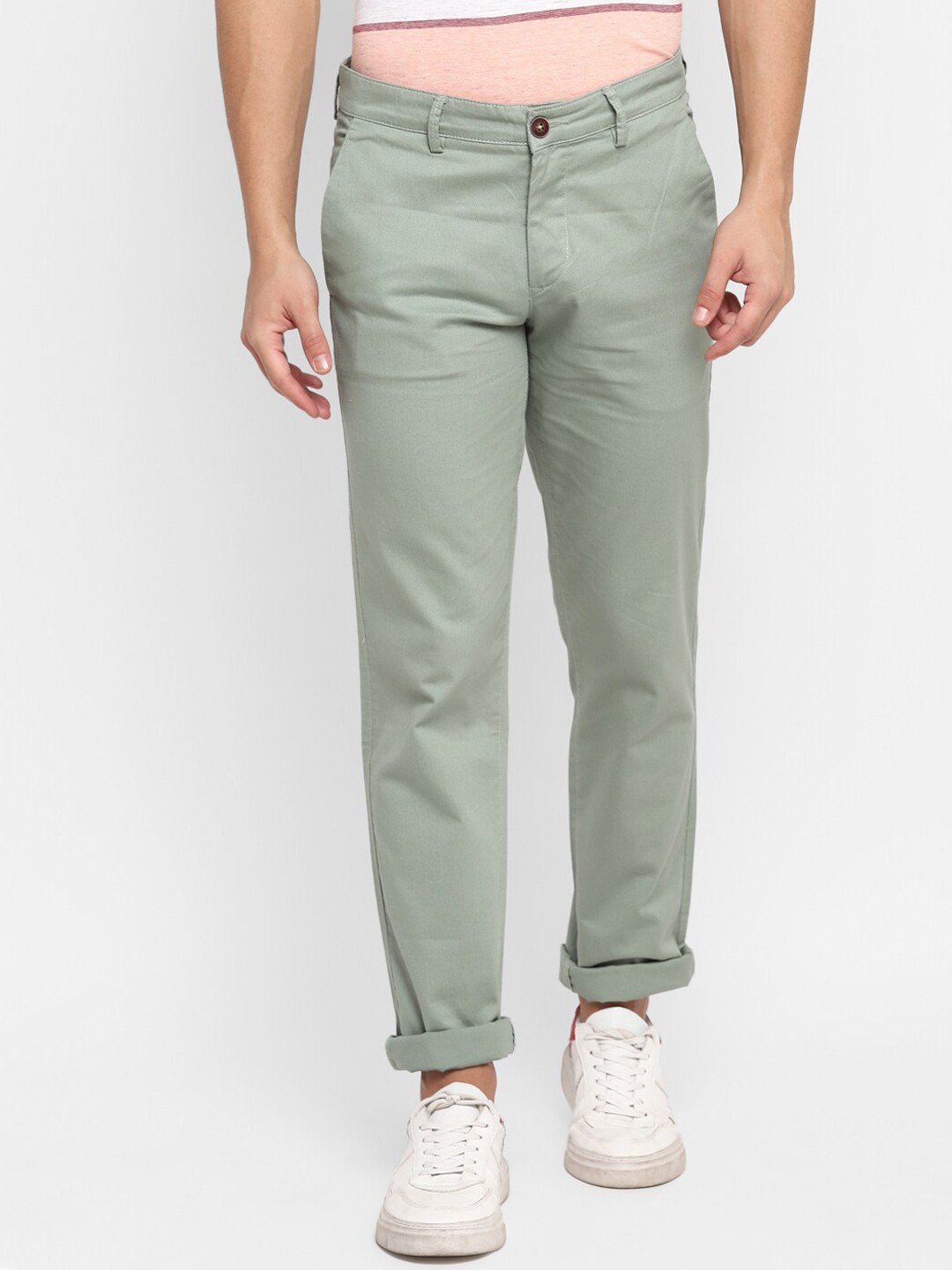 

Turtle Men Green Textured Self Design Ultra Slim Fit Trouser