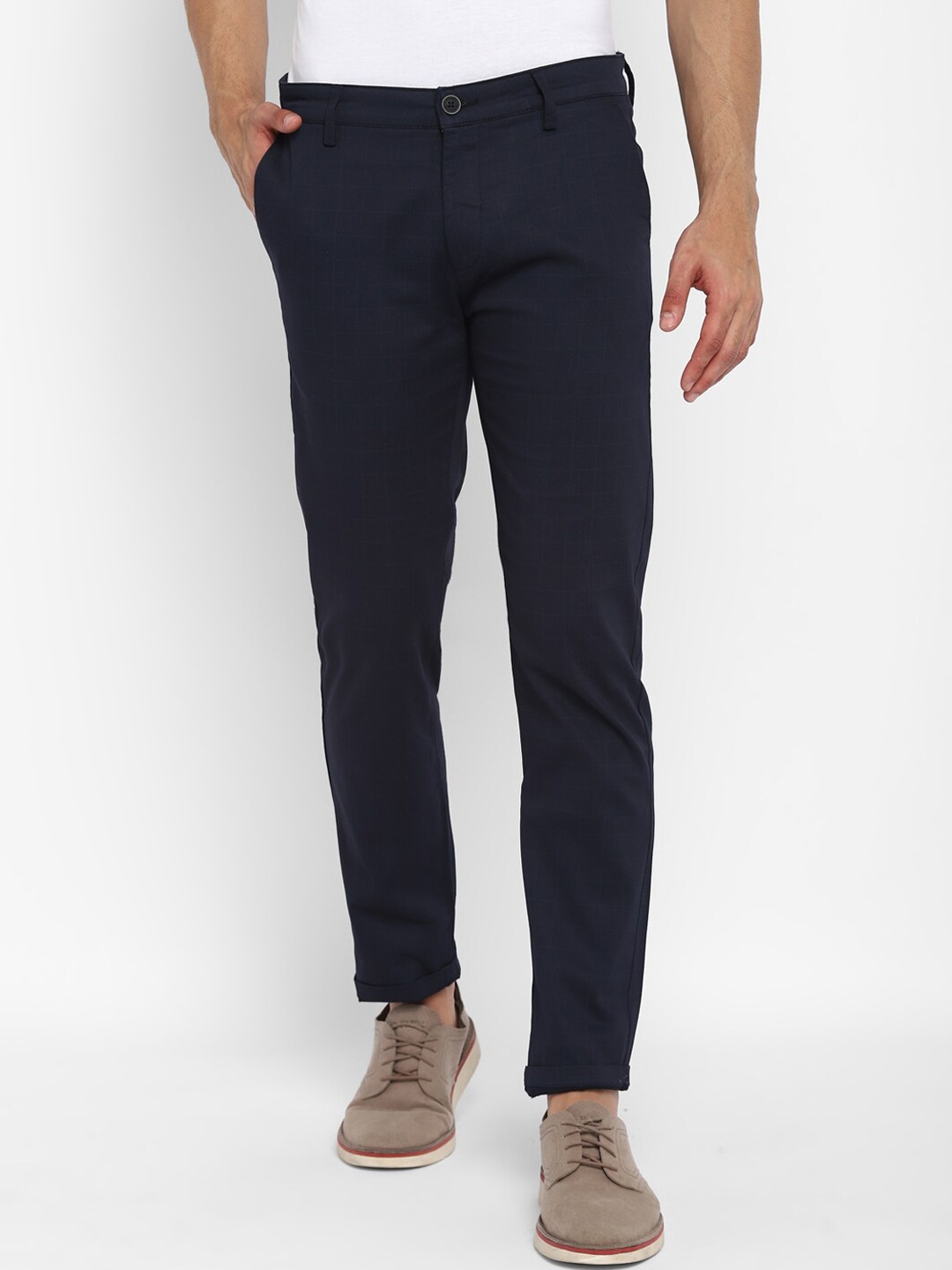 

Turtle Men Green Checked Skinny Fit Trousers