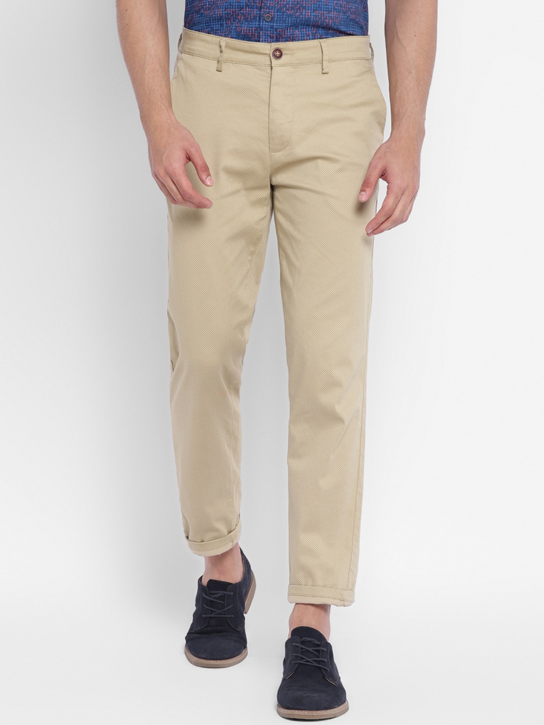 

Turtle Men Beige Slim Fit Chinos Trousers