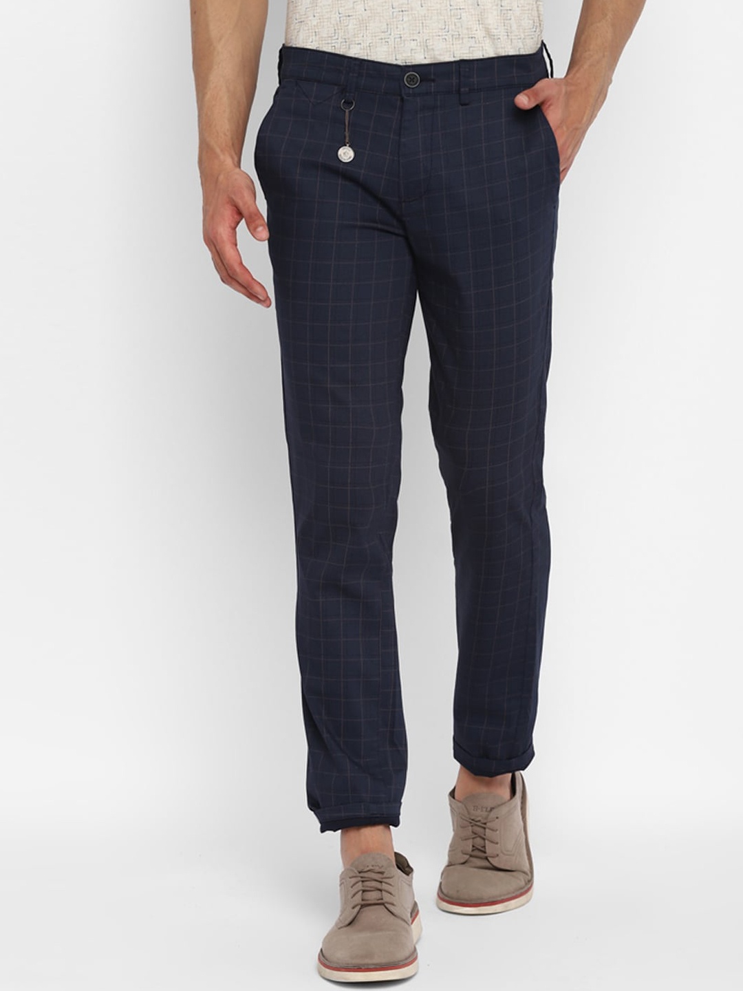 

Turtle Men Blue Checked Skinny Fit Trousers