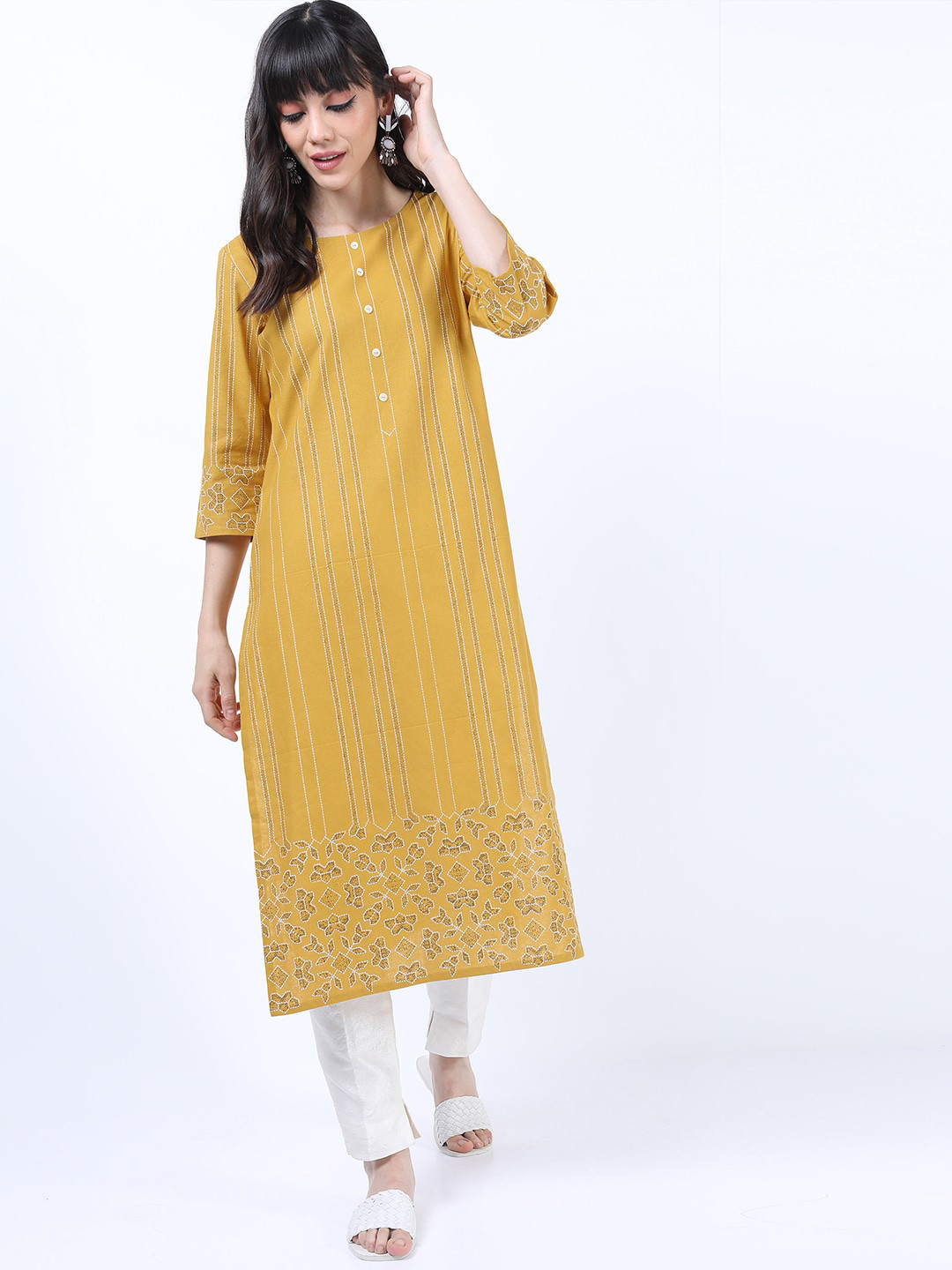

Vishudh Yellow Striped Kurta