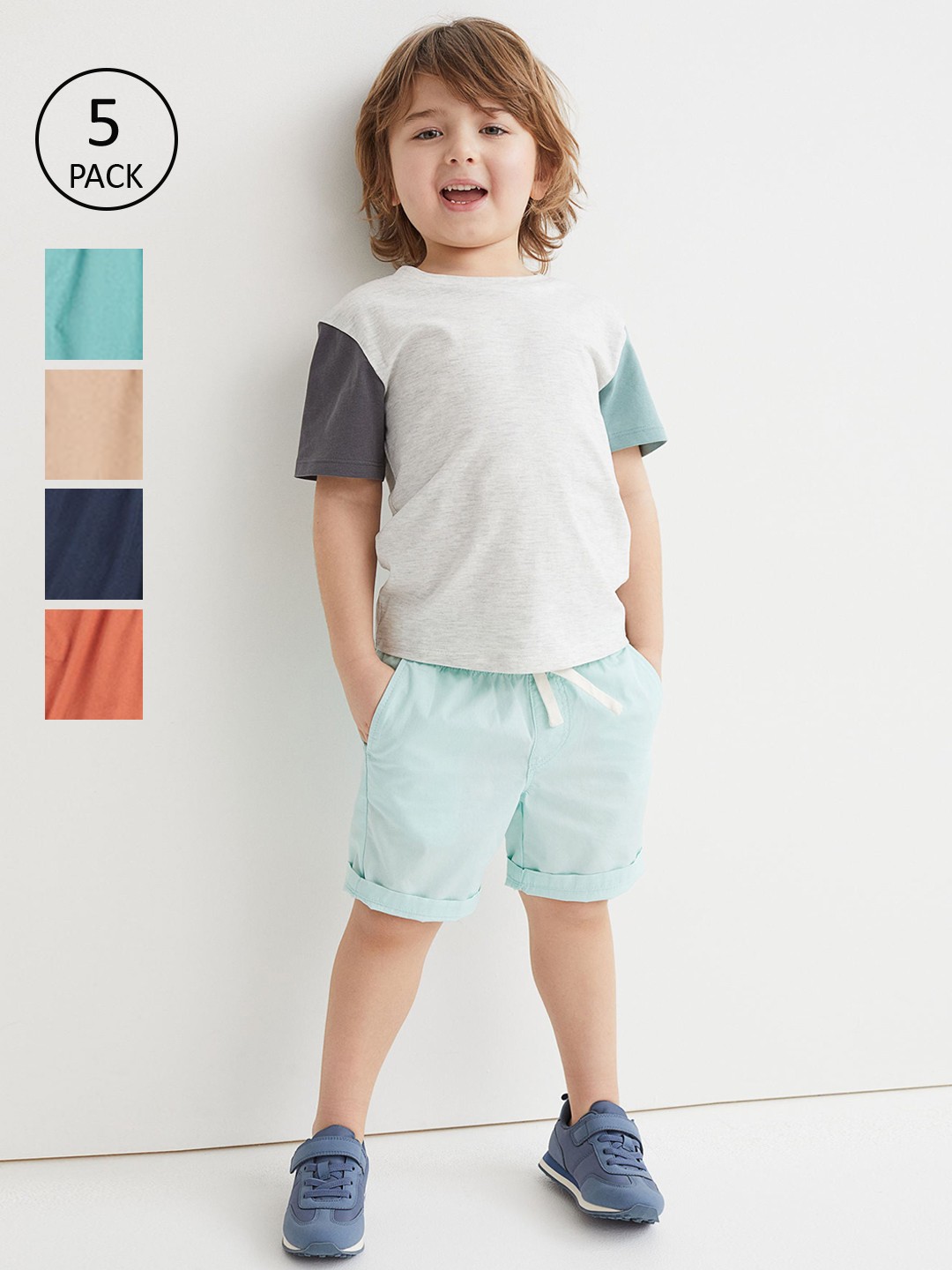 

H&M Boys Pack of 5 Cotton Shorts, Beige