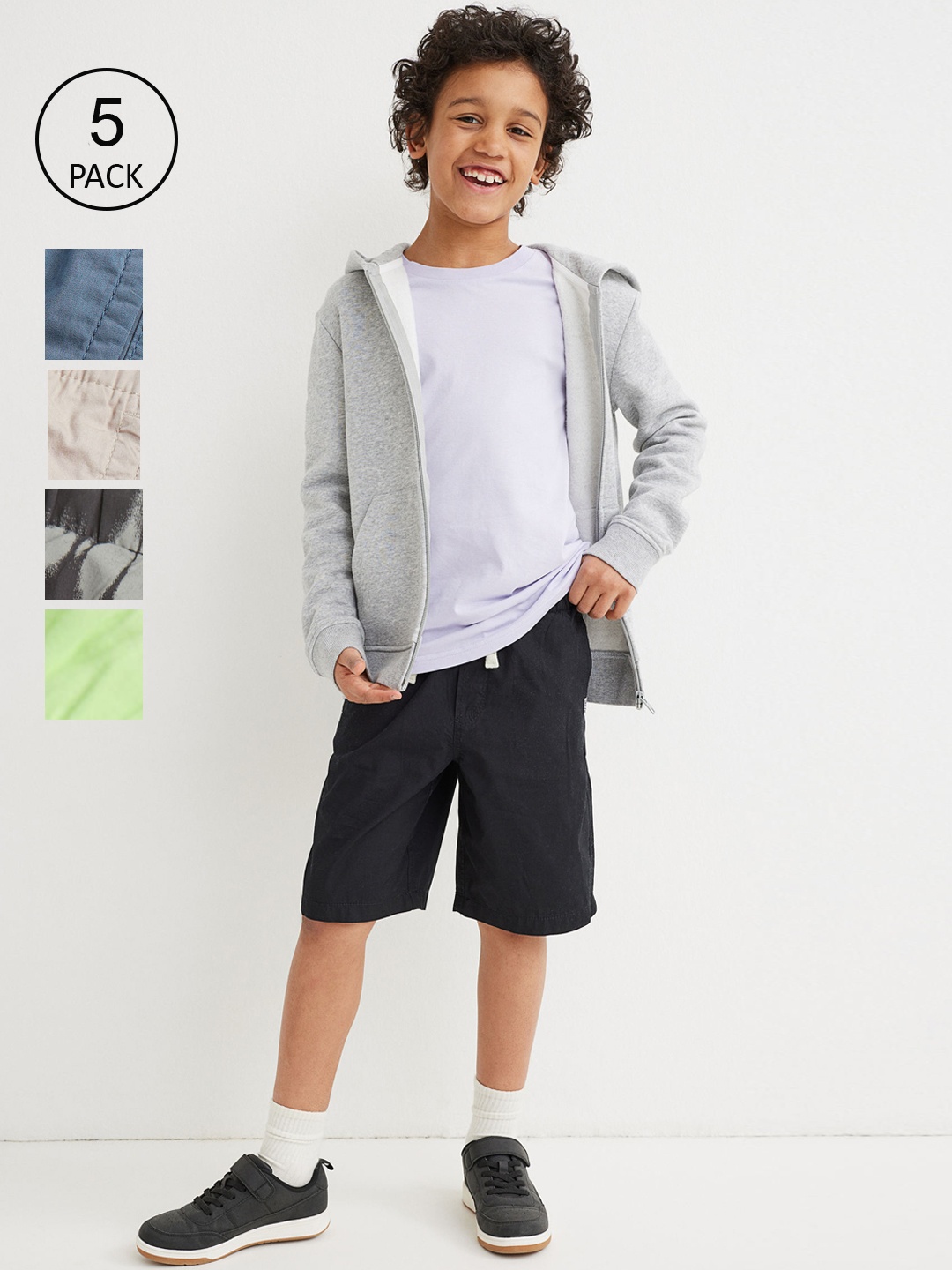 

H&M Boys Pack of 5 Beige & Black Cotton Poplin Shorts