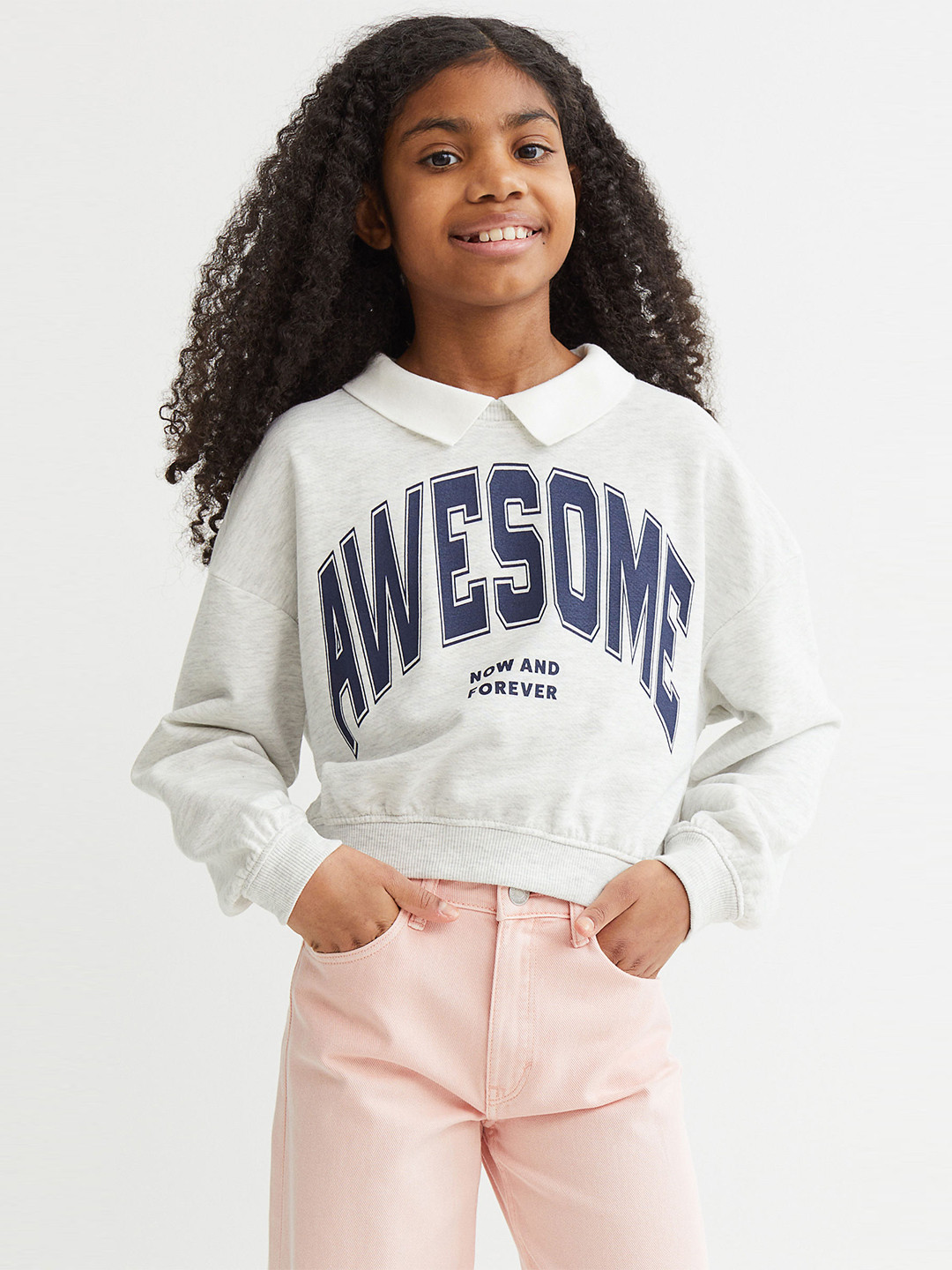 

H&M Girls Grey Collared Sweatshirt
