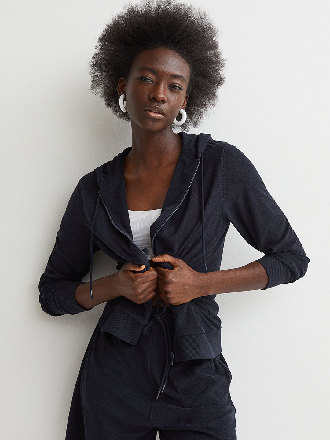 

H&M Navy Blue Terry Zip-Through Hoodie