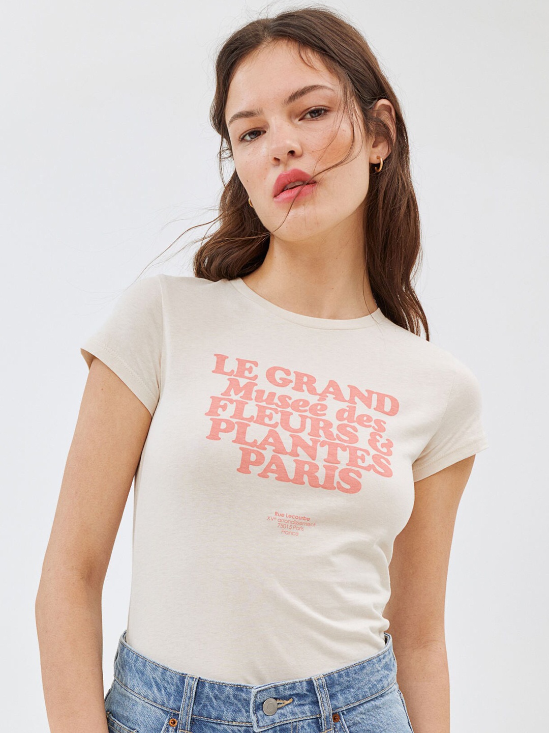 

H&M Women Pink Typography Motif-Detail Printed Pure Cotton T-shirt
