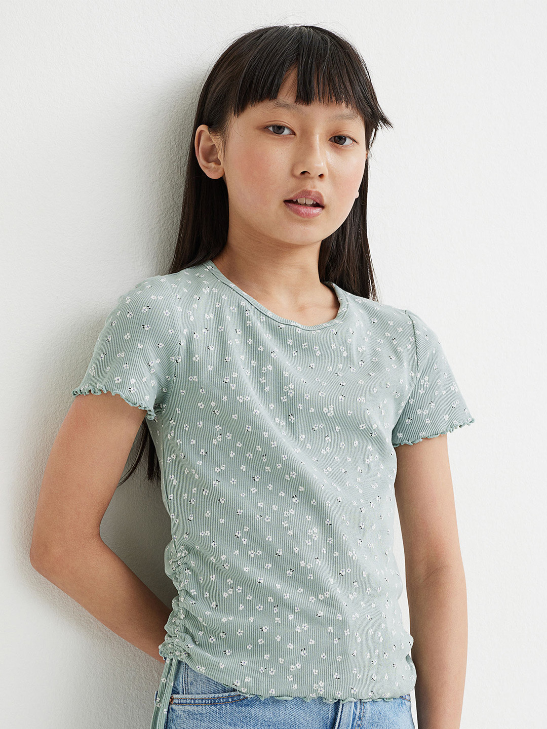 

H&M Green Drawstring-Side Jersey Top