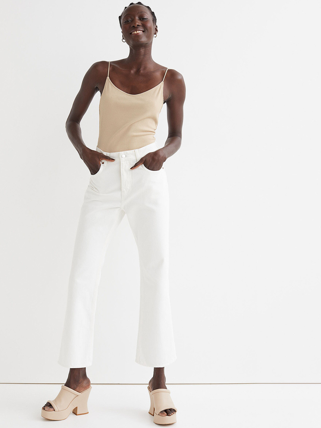 

H&M Women Beige Ribbed Thong Body