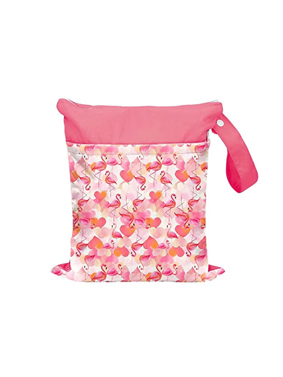 

Snugkins Kids Pink & White Printed Waterproof Diaper Bag
