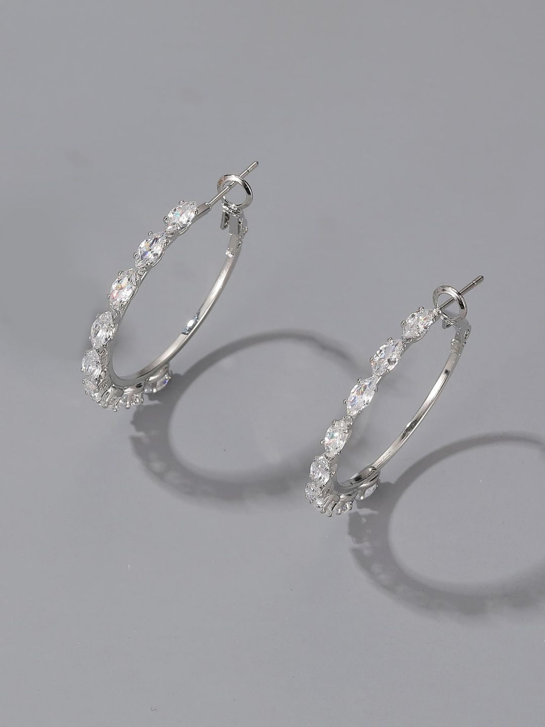 

OOMPH Women Silver-Toned Circular Hoop Earrings