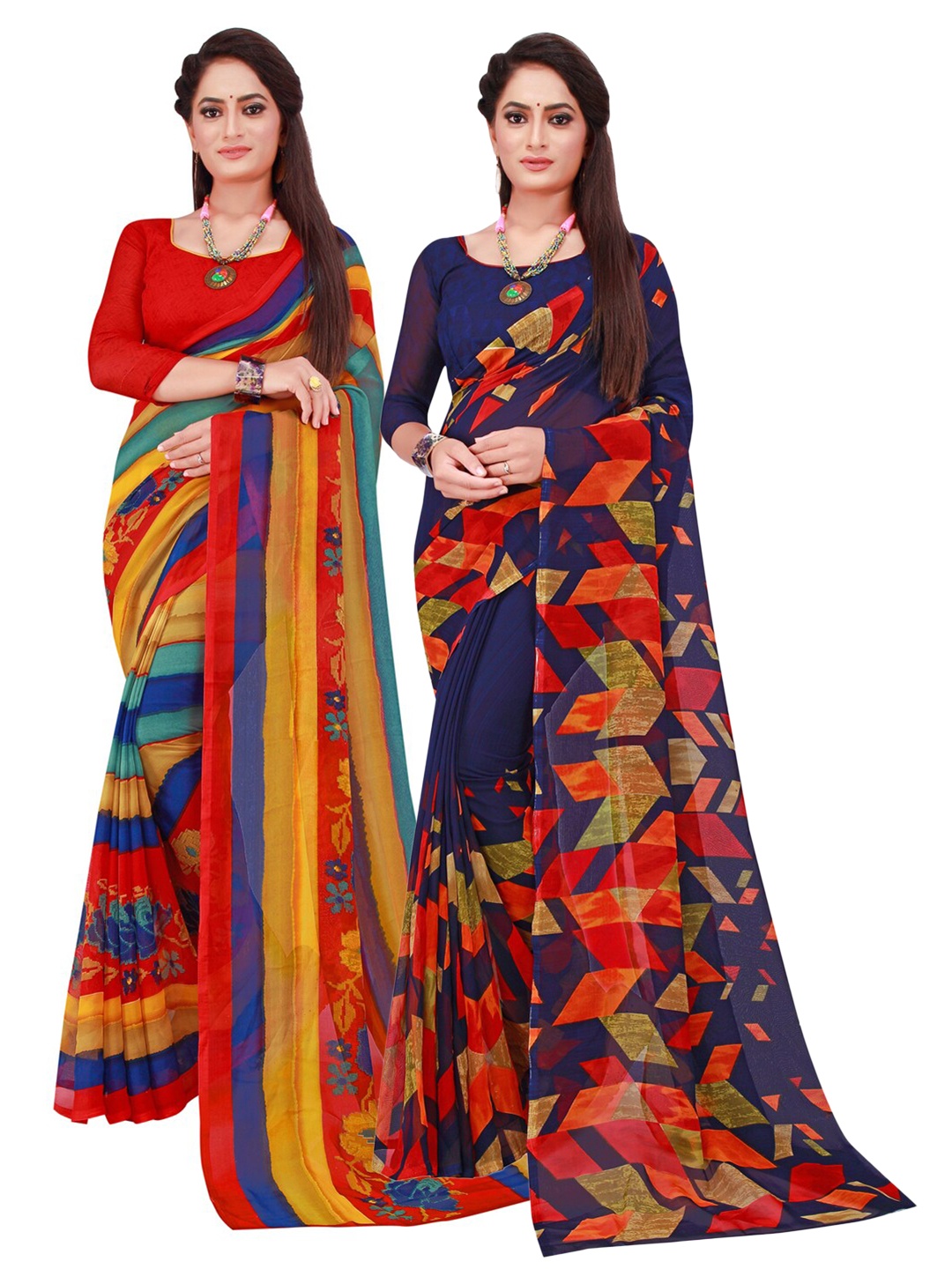 

KALINI Set of 2 Pure Georgette Saree, Navy blue