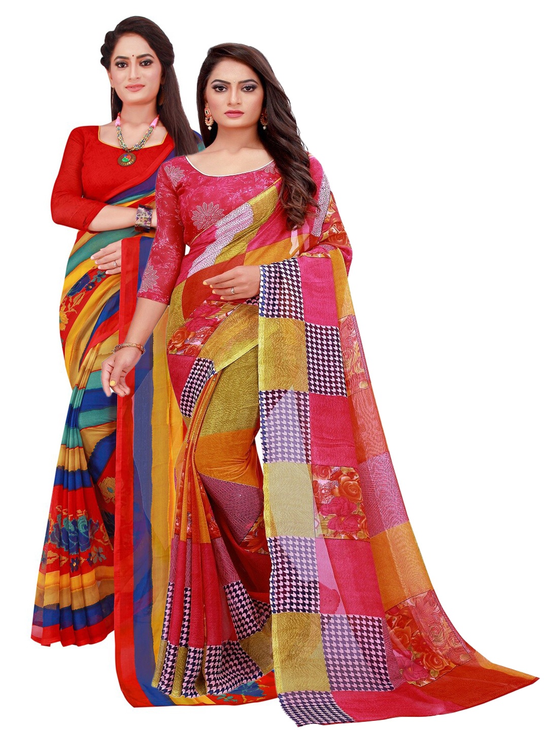 

KALINI Set of 2 Pure Georgette Saree, Red