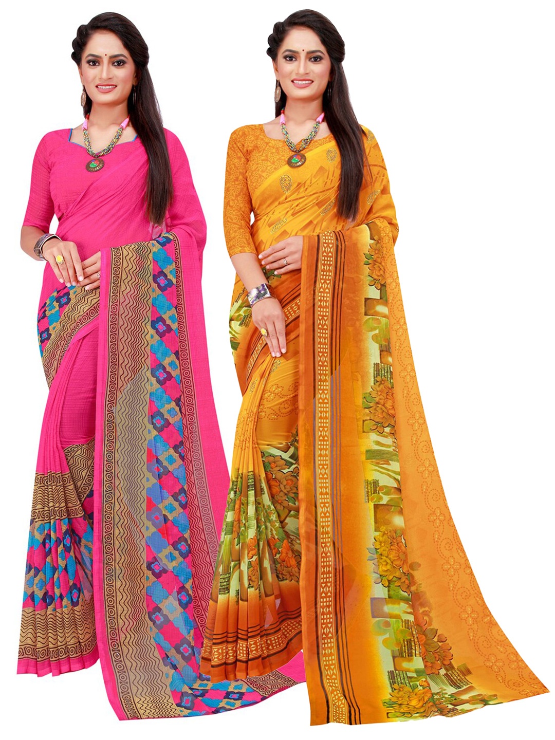 

KALINI Set of 2 Pure Georgette Saree, Orange