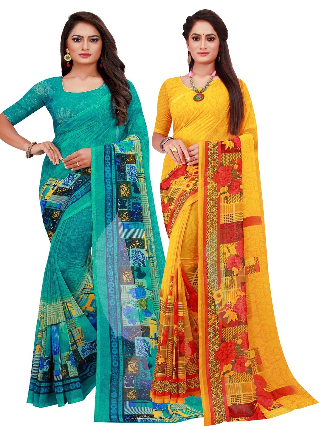 

KALINI Set of 2 Pure Georgette Saree, Blue