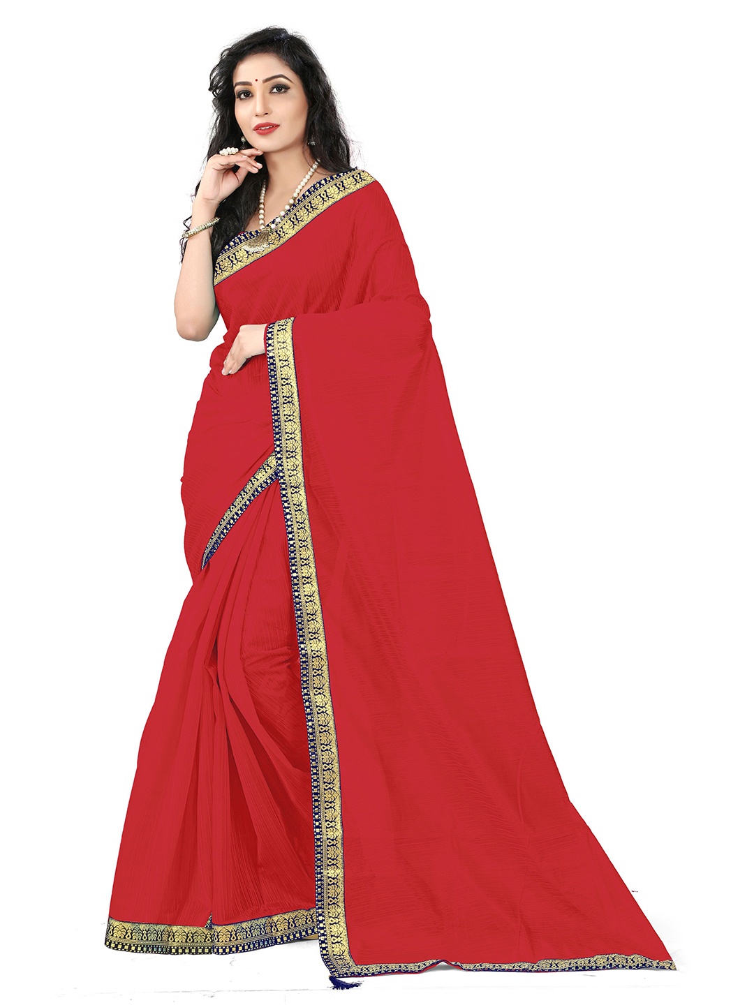 

KALINI Red & Gold-Toned Art Silk Saree