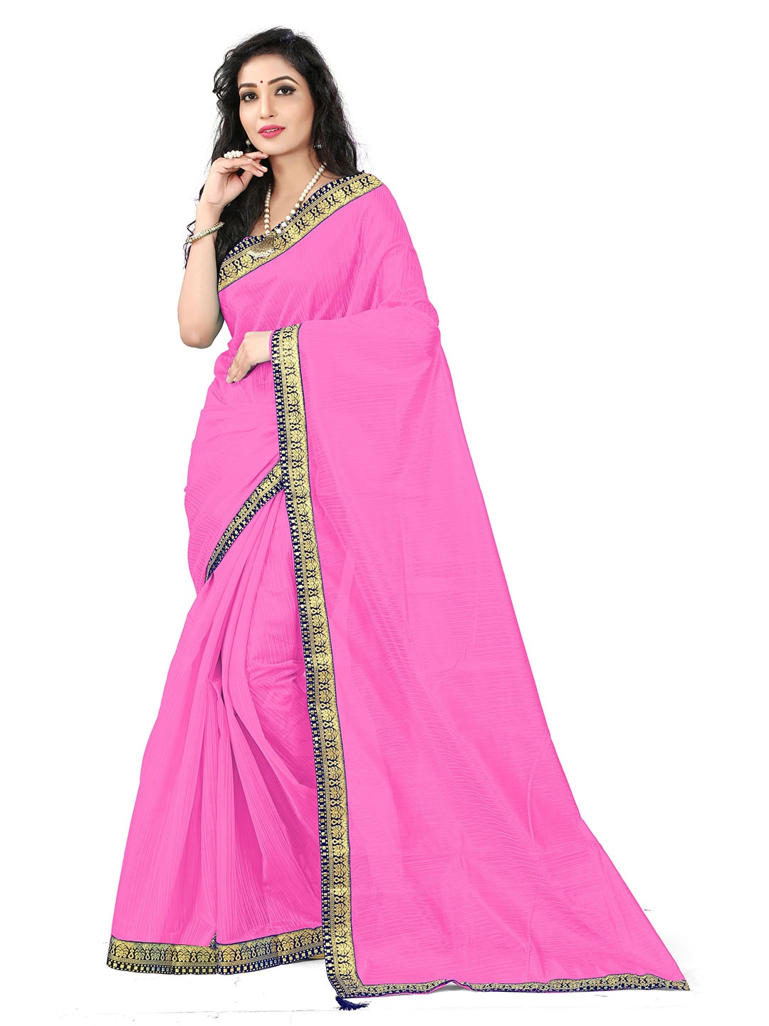 

KALINI Pink & Gold-Toned Art Silk Saree