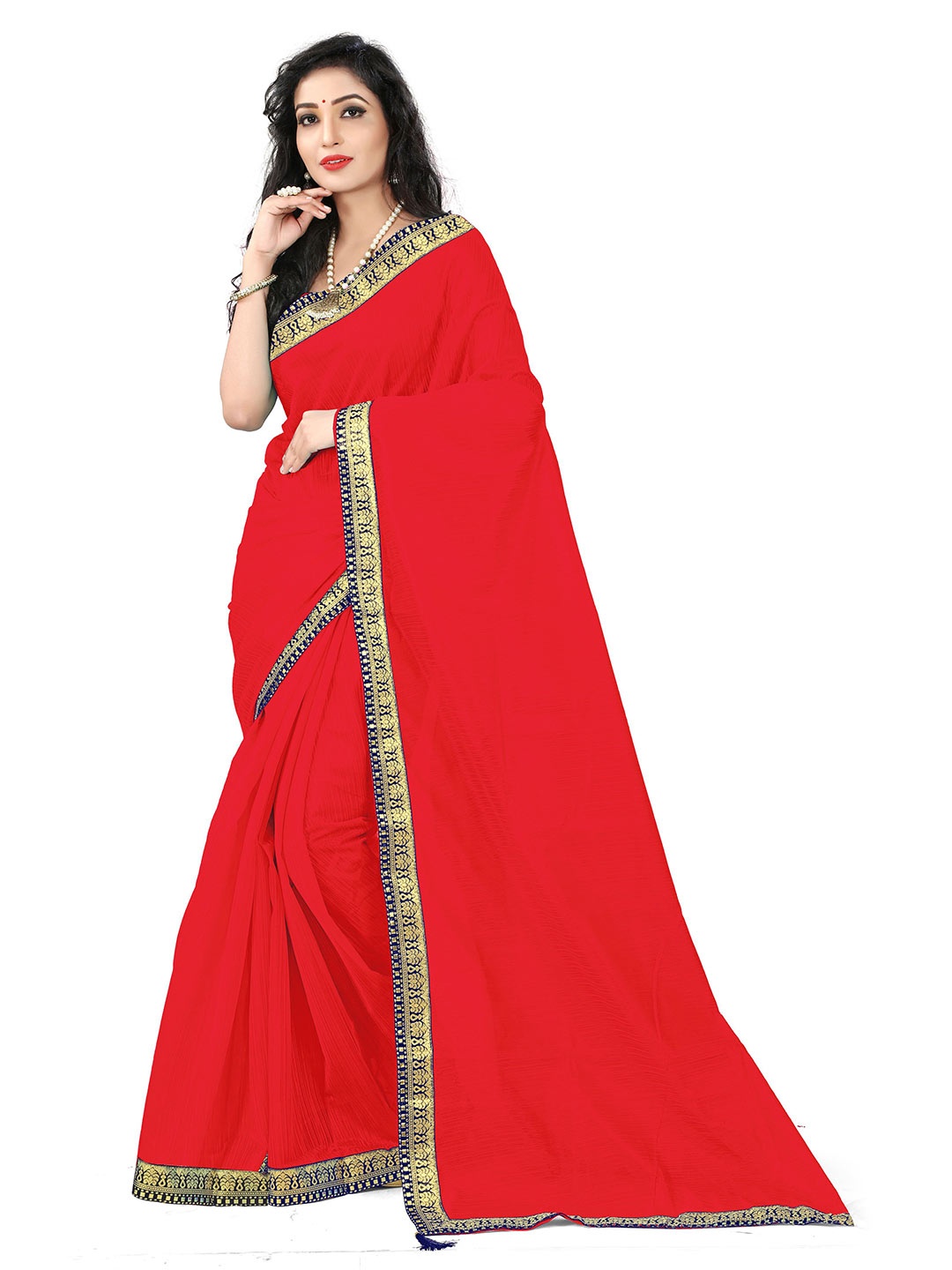 

KALINI Red & Gold-Toned Art Silk Saree