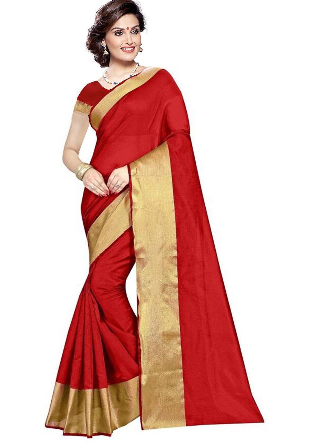 

KALINI Red & Gold-Toned Saree