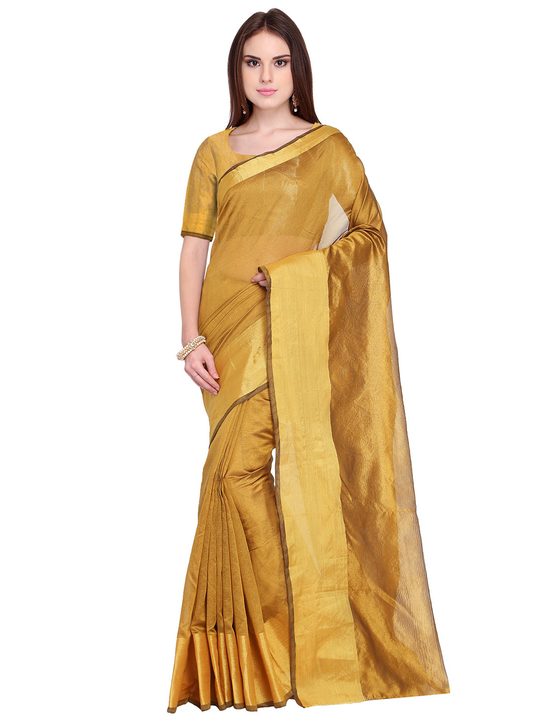 

KALINI Gold-Toned Zari Cotton Silk Saree