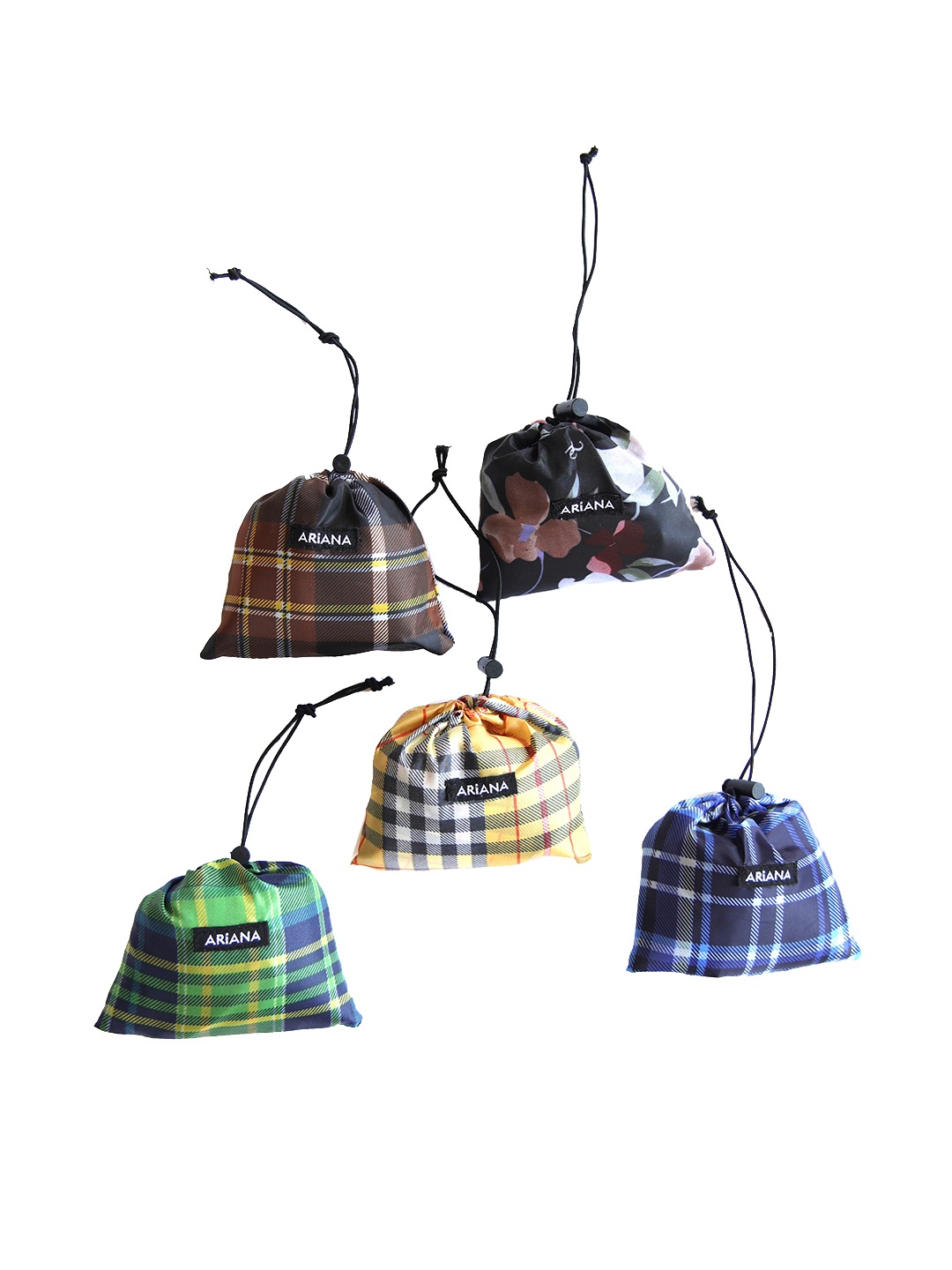 

Ariana Pack Of 5 Printed Lightweight Shopping Bag, Green
