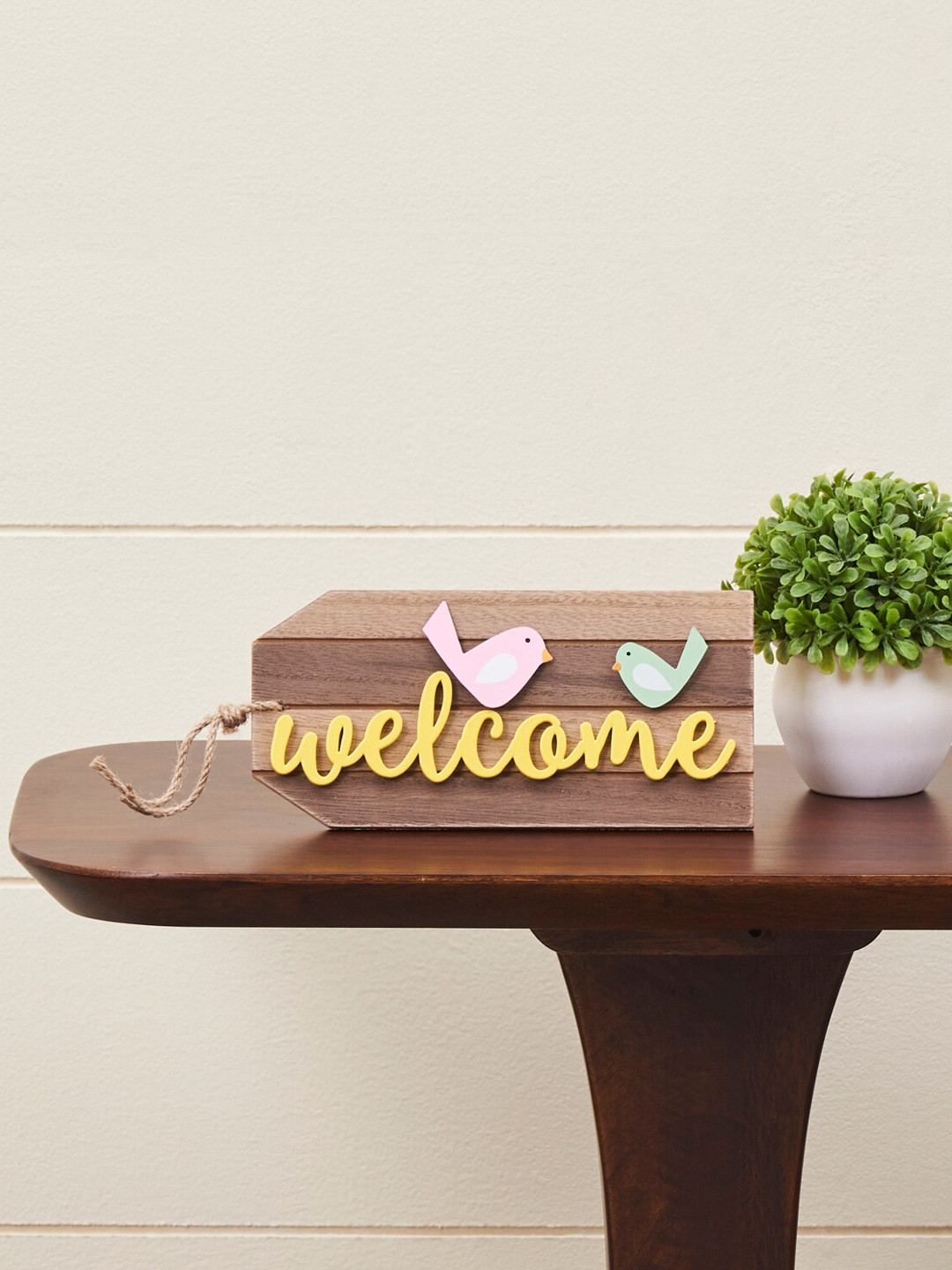 

Home Centre Brown Wood Printed Plaque Welcome Wall Decor