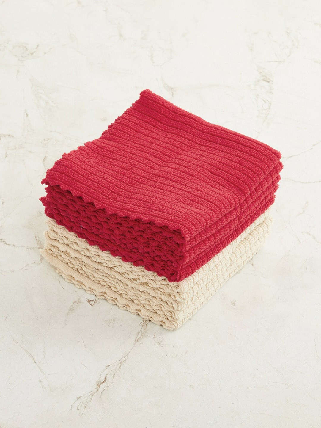 

Home Centre Set of 10 Red & Beige Kitchen Towels