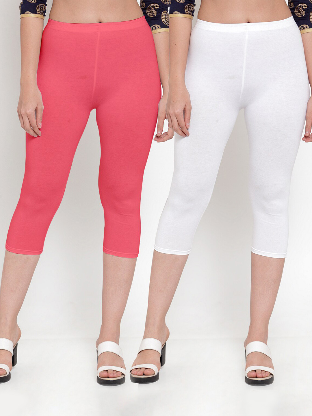 

Jinfo Women Set of 2 Slim Fit Capris, White