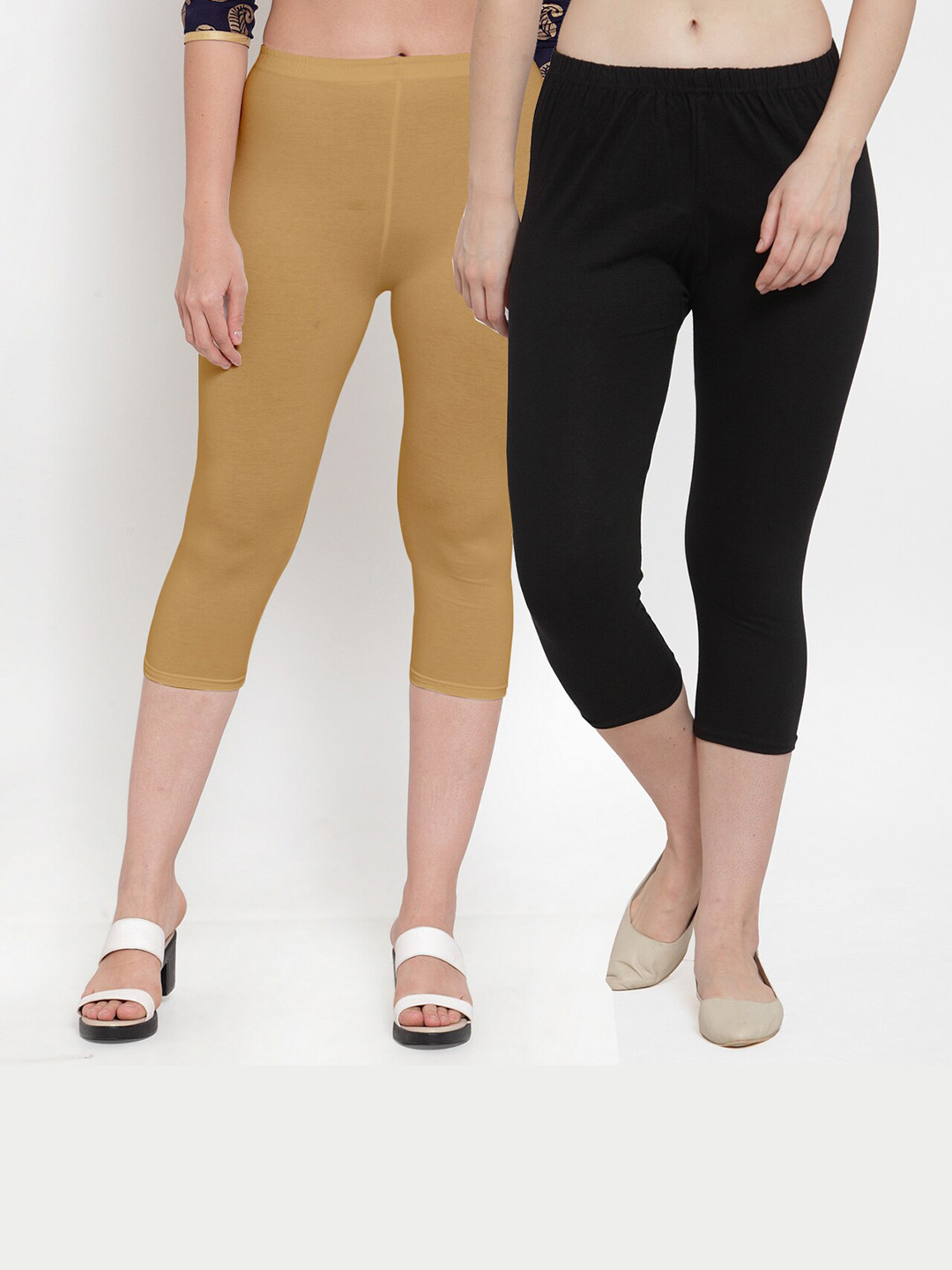 

Jinfo Women Set of 2 Slim Fit Capris, Black