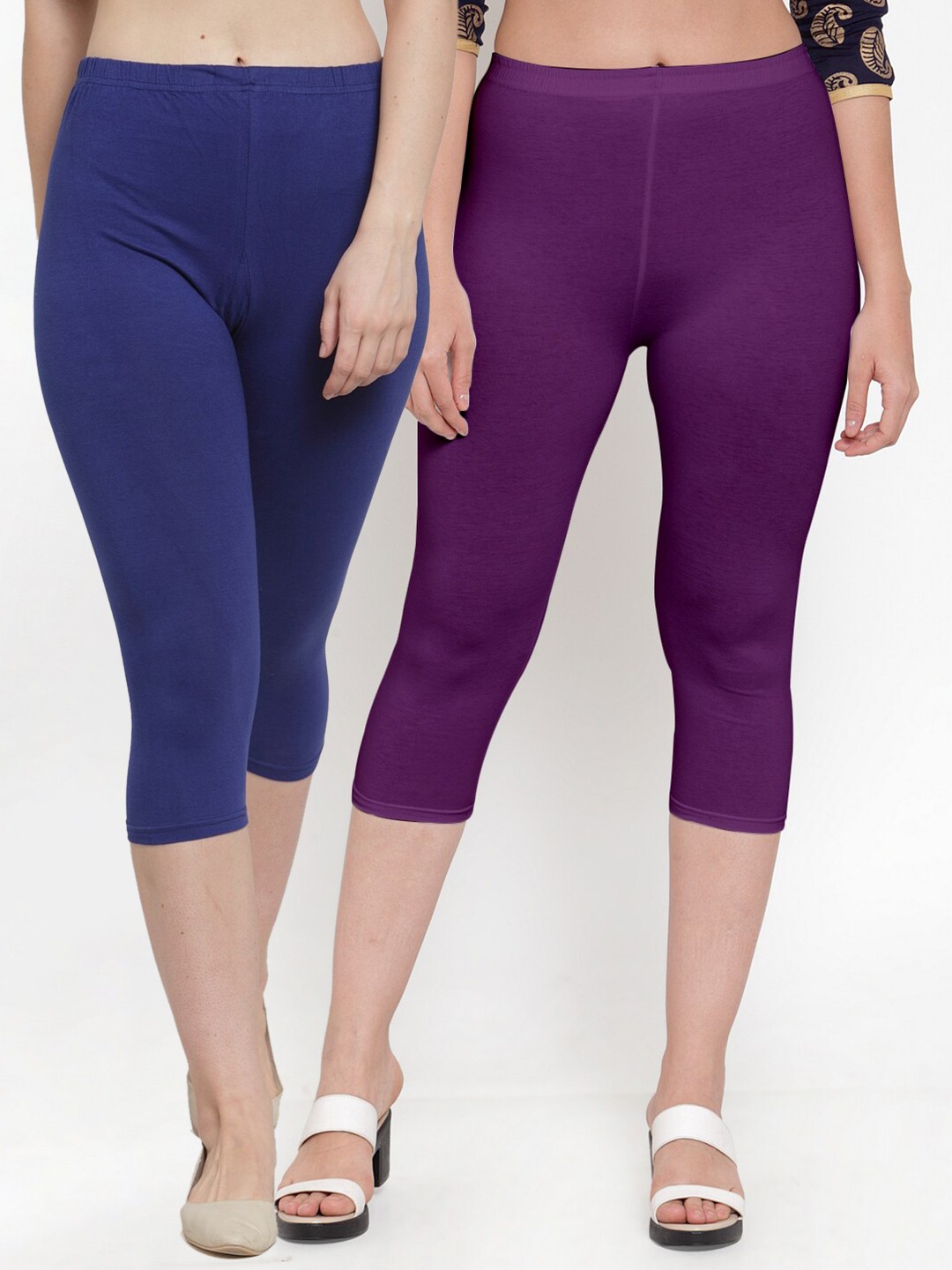 

Jinfo Women Blue & Purple Set Of 2 Capris