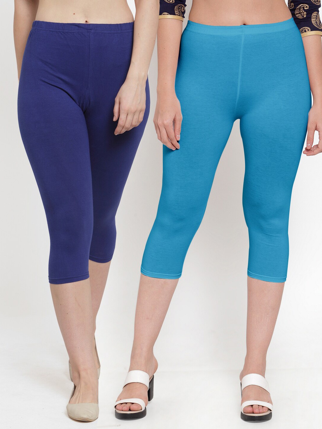 

Jinfo Women Pack Of 2 Blue Capris