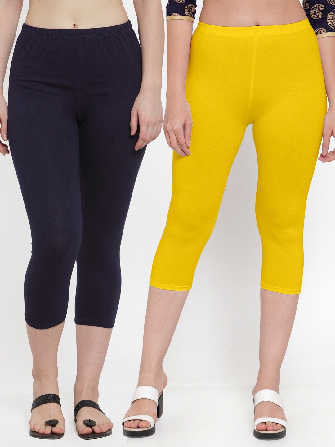 

Jinfo Women Set of 2 Slim Fit Capris, Yellow