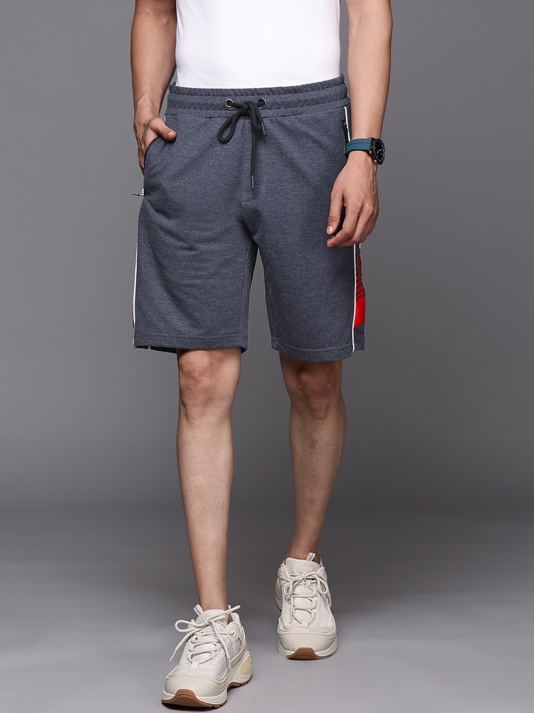 

Ducati Men Navy Blue Brand Logo Printed Shorts
