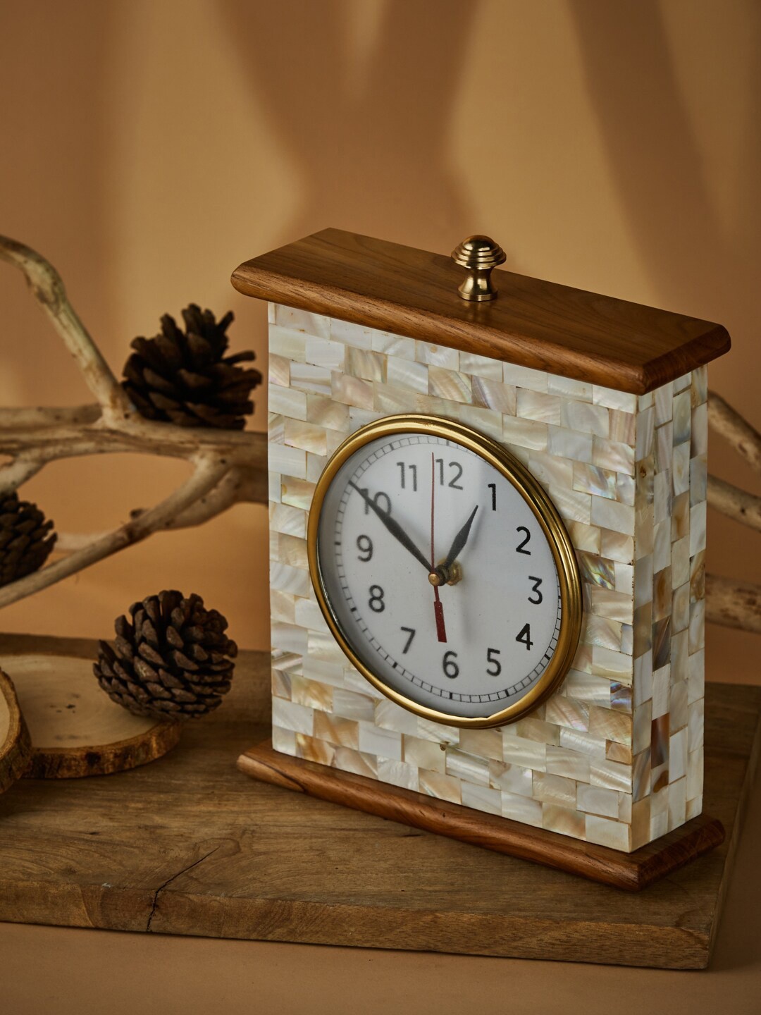 

Fabindia White & Brown Vintage Table Clock