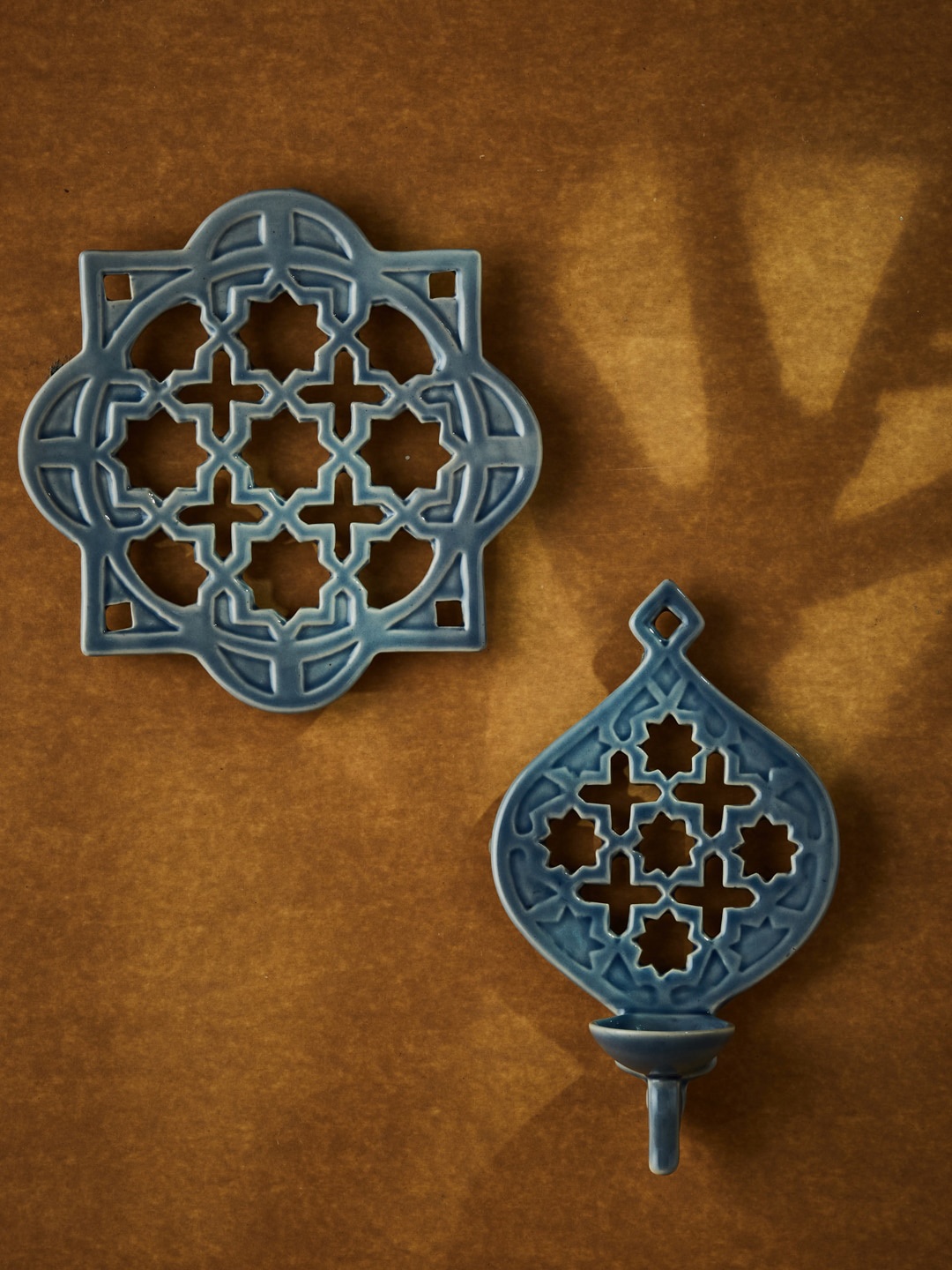 Fabindia Set of 2 Blue Diya Wall Art