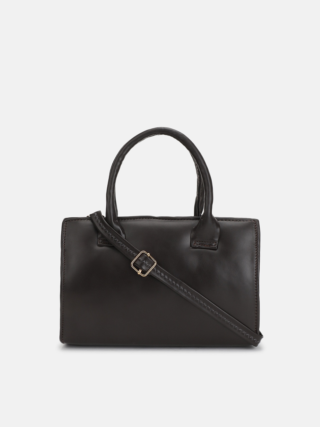 

FABBHUE Black PU Structured Handheld Bag