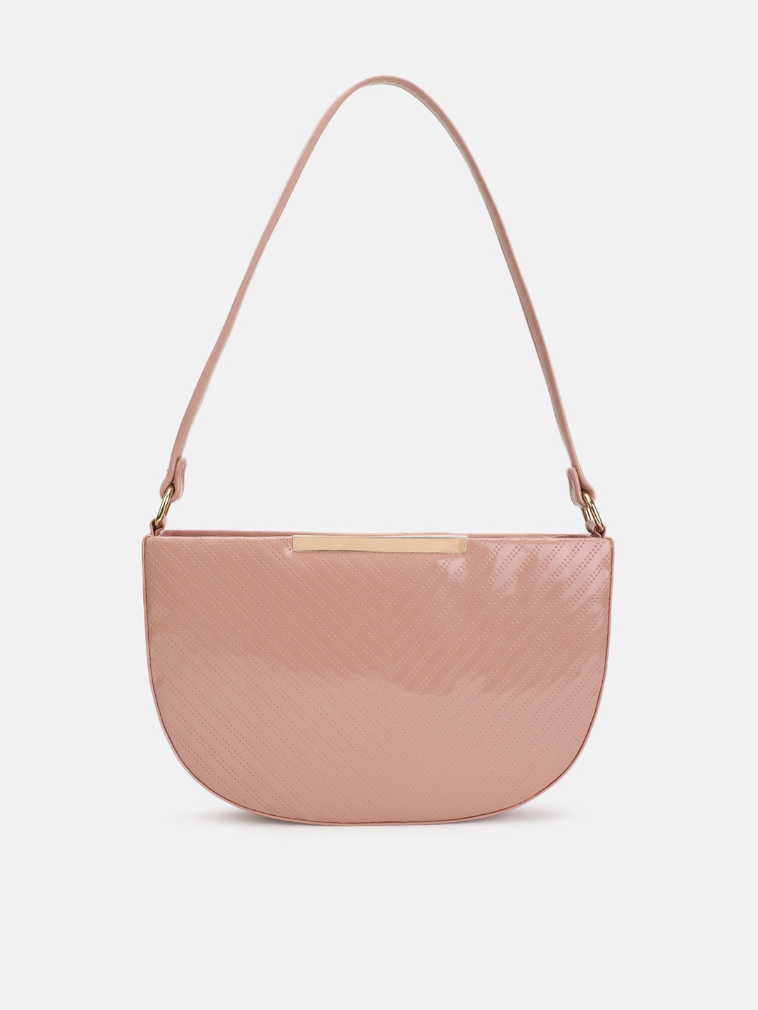 

FABBHUE Peach-Coloured Structured Sling Bag