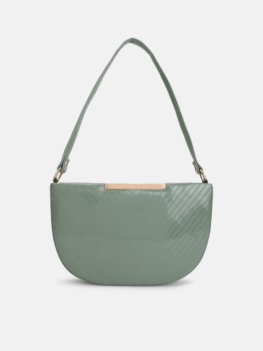 

FABBHUE Green Textured PU Structured Sling Bag