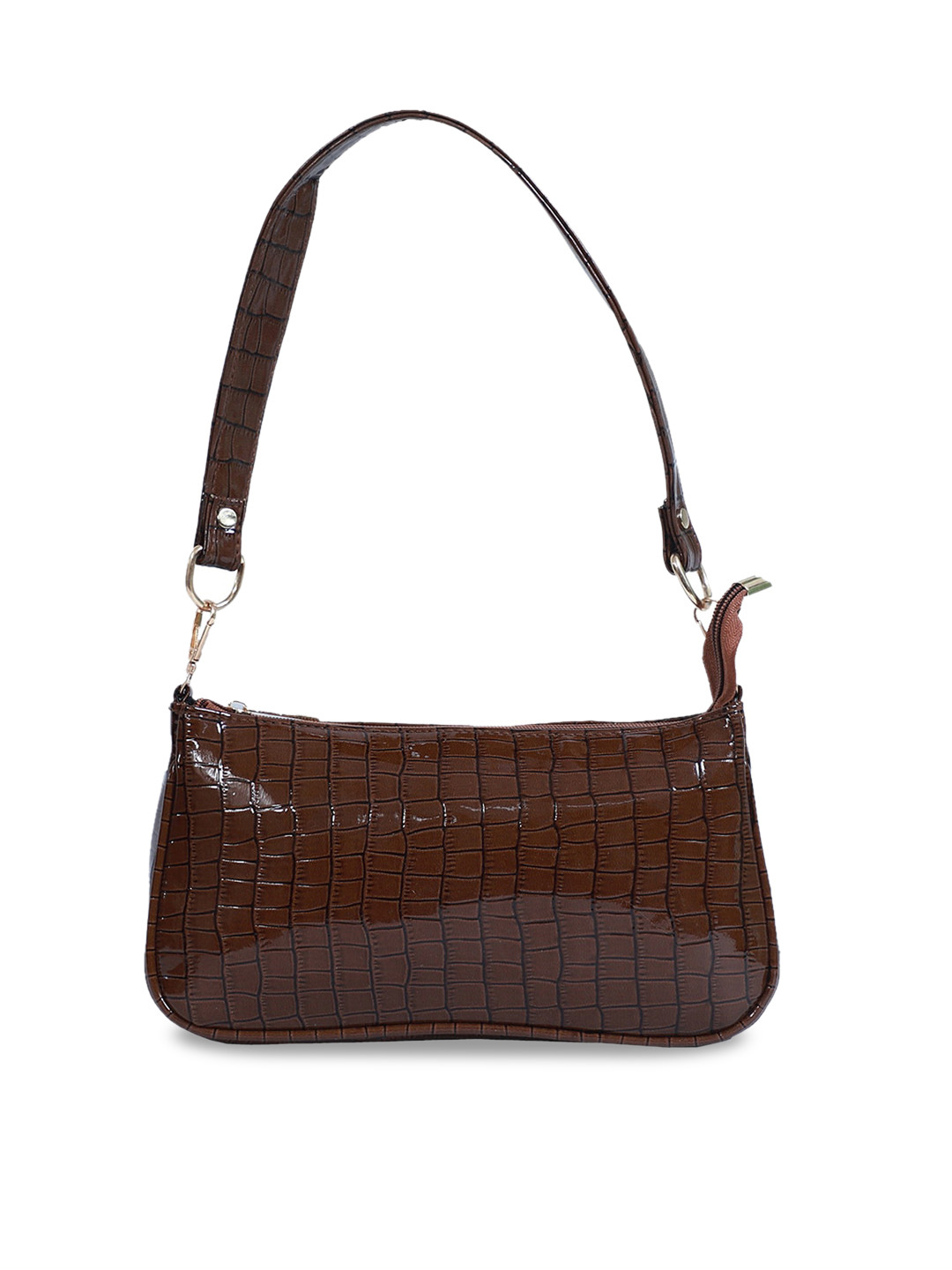 

FABBHUE Women Brown Textured PU Structured Shoulder Bag