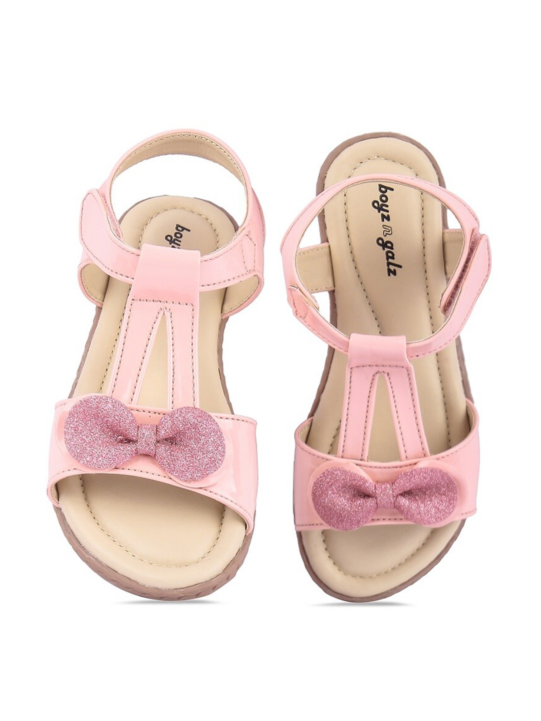 

BOYZ N GALZ Girls Pink Solid Open Toe Flats with Bows