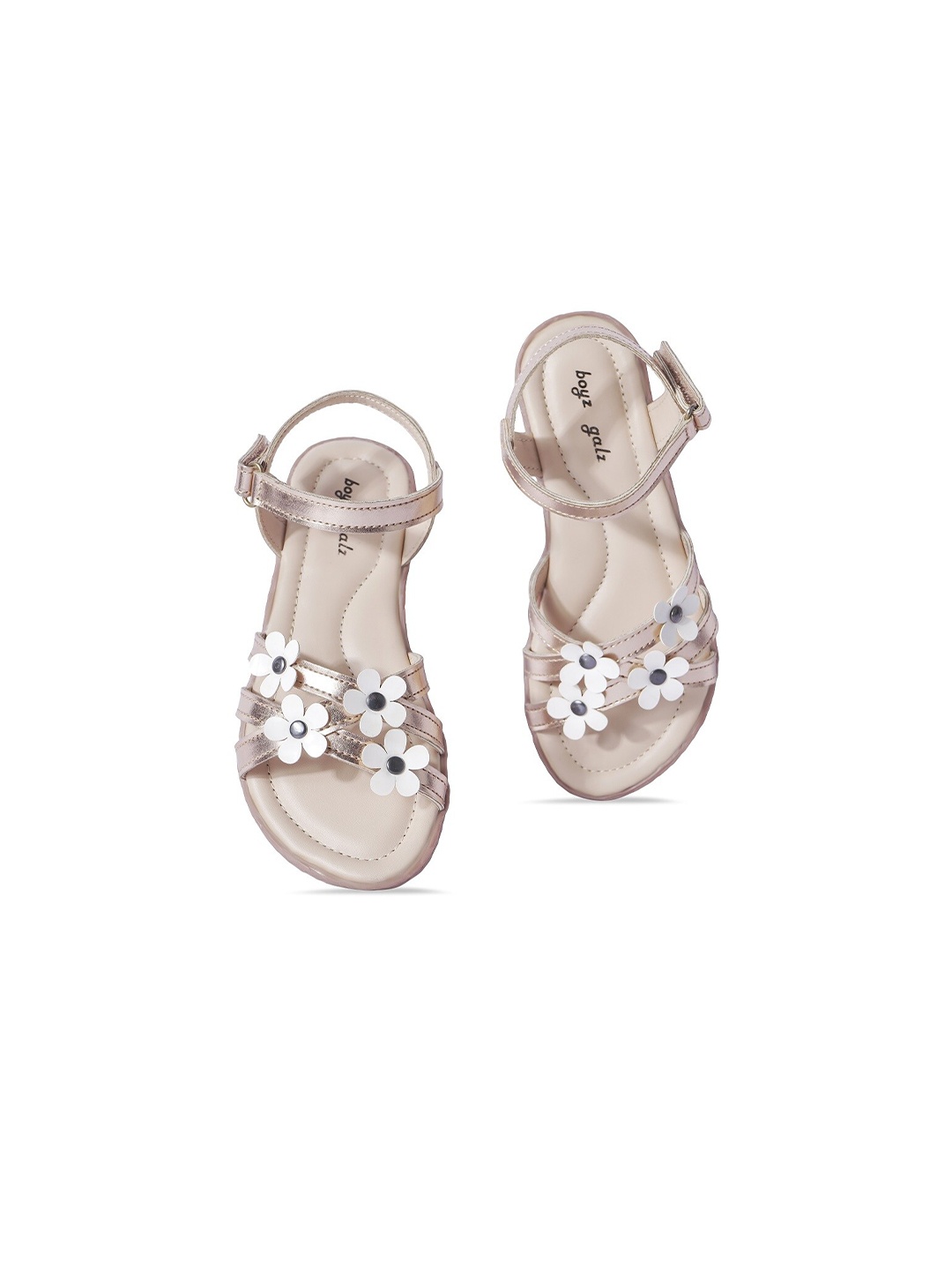 

BOYZ N GALZ Girls Rose Gold Embellished Open Toe Flats