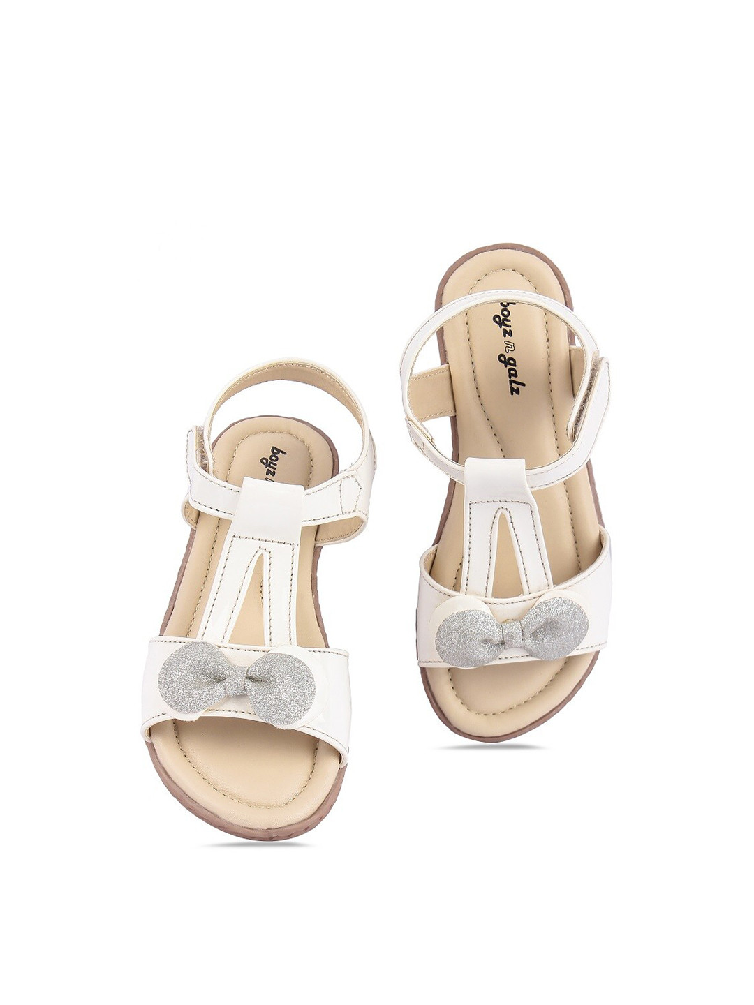 

BOYZ N GALZ Girls White Embellished Open Toe Flats