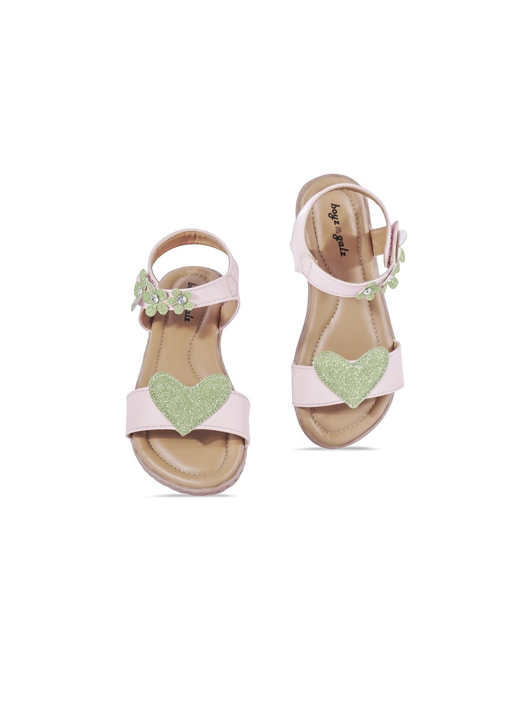 

BOYZ N GALZ Girls Pink & Green Embellished Comfort Sandals