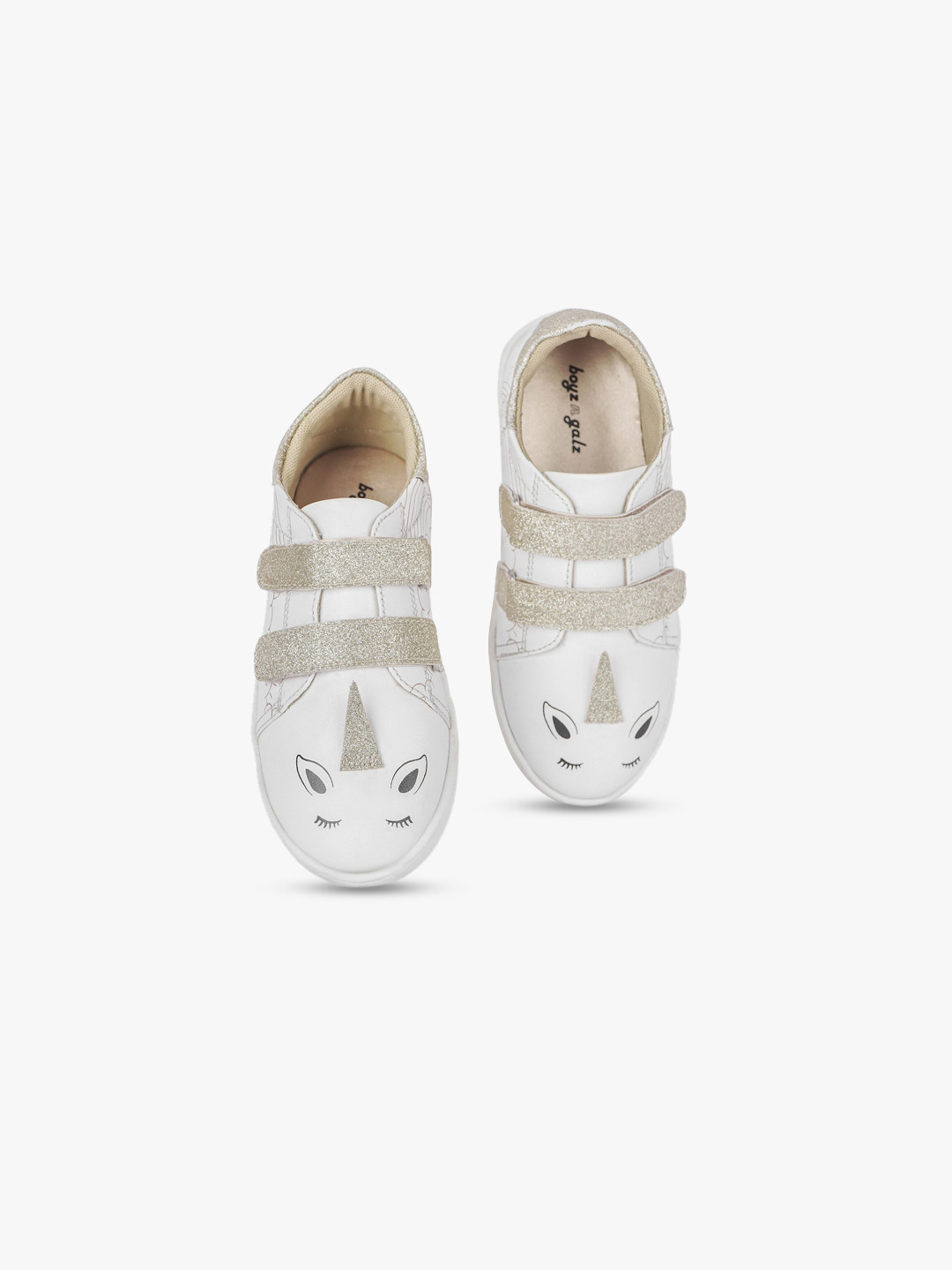 

BOYZ N GALZ Girls White & Golden Printed PU Sneakers