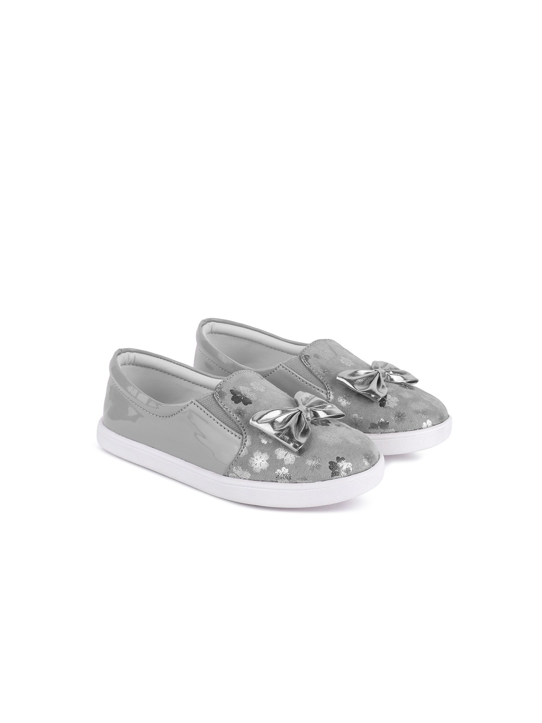 

BOYZ N GALZ Girls Grey Printed PU Slip-On Sneakers