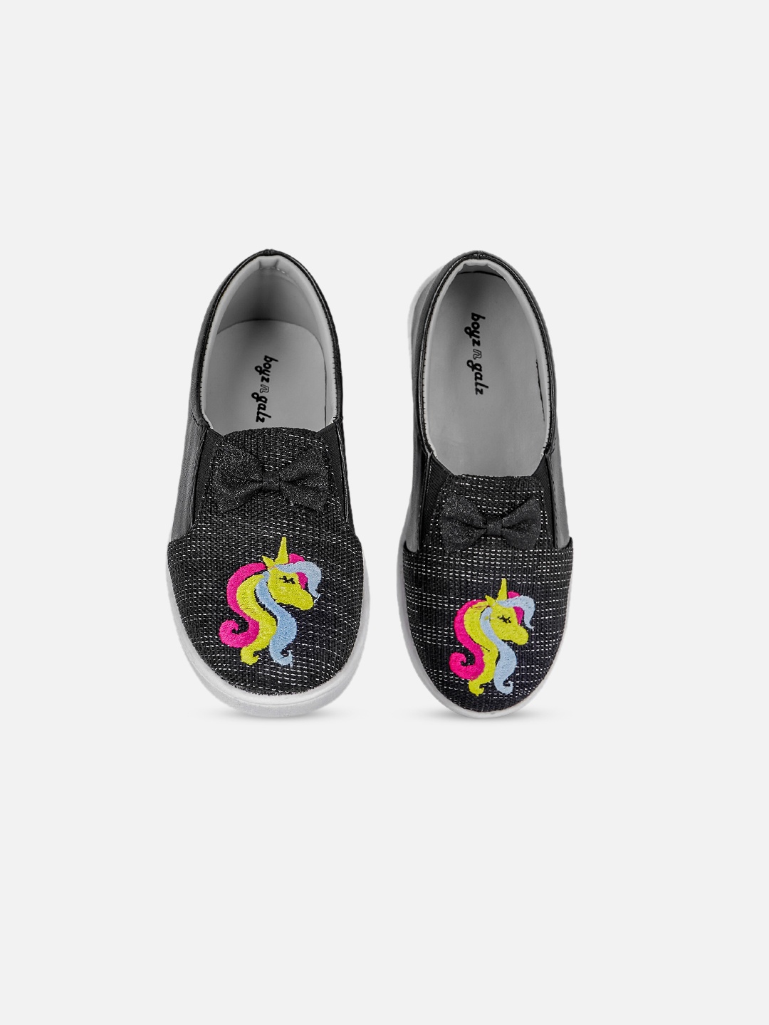 

BOYZ N GALZ Girls Black Printed PU Slip-On Sneakers